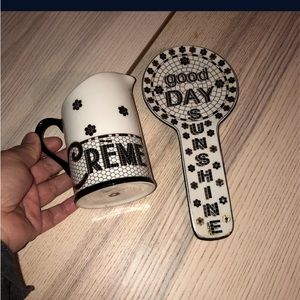 Anthropologie Bistro style spoon rest and Bistro Tile De La Crème Creamer